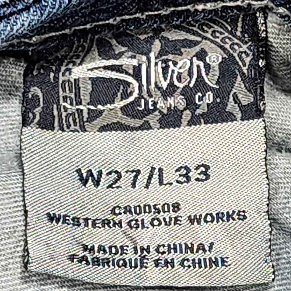 Silver Jeans Suki Flap Jeans Women 27 Blue Distressed Mid Rise Bootcut Denim